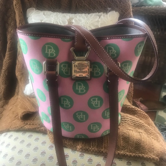 Dooney & Bourke Handbags - Dooney snd Burke bag pink and green thread lifted